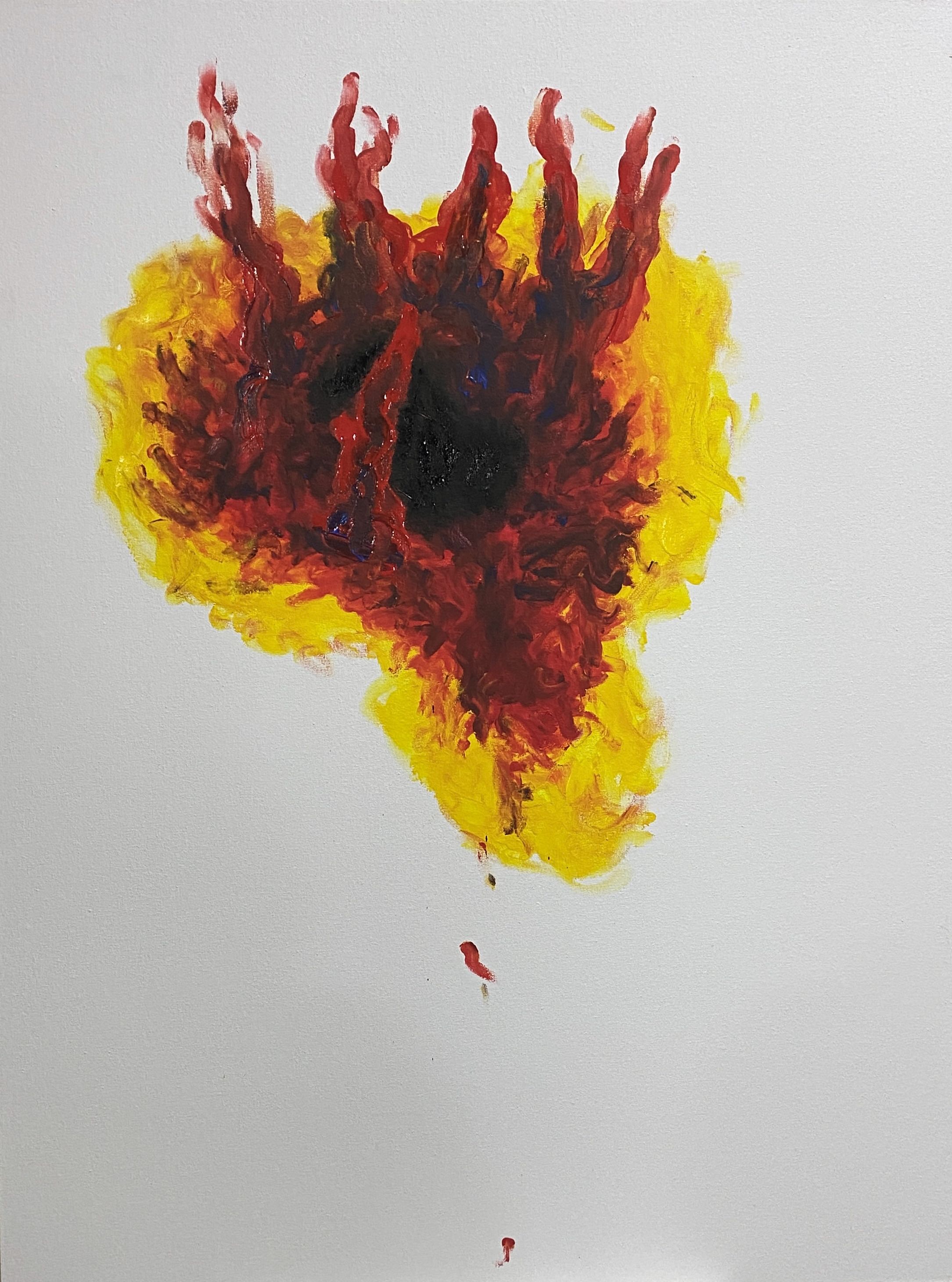 Лимонный акрил густо выдавился на пересохшие пальцы, он оставлял блестящий след от моего прикосновения к шершавому, совсем голому холсту. Определив форму, внутри онемевшей болью разорвалась рана и завибрировала гулкая, черная глубина. Я все никак не могла найти достаточно черный цвет, чтобы в нем можно было уместить все, что там есть. А потом, из, казалось, двигающихся алых краев вверх устремились языки пламени. И что-то с тонким чувством облегчения начало испаряться. Кровавые куски, в пространстве, избавленном от звуков, падали вниз, выпадая за пределы холста. Может, у меня есть шанс на исцеление?